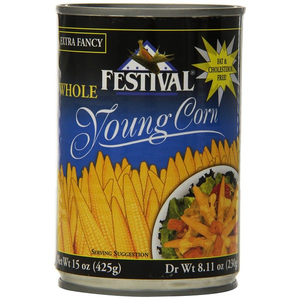 Festival Whole Baby Corn - Extra Fancy, 15-Ounce (Pack of 12)