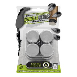 GorillaGlides CB323 1-1/4 Inch Furniture Sliders/Chair Glide Floor Protectors (Set of 8 Glides) Self-Adhesive Screw On Furniture Glides for Low Pile Carpet and Hard Surface Flooring, Round