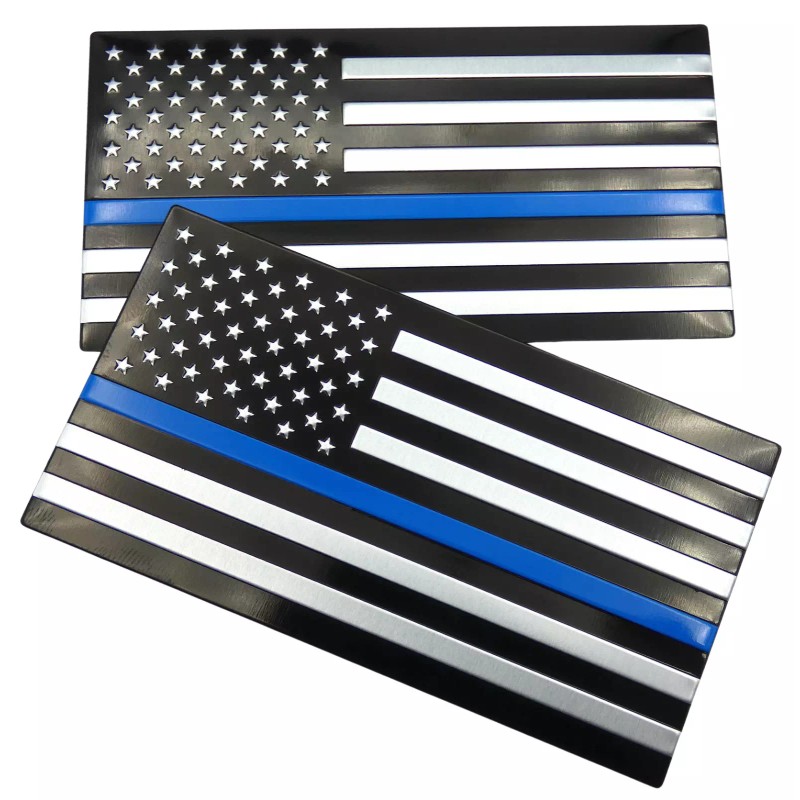 Riley Express 2x ALUMINUM Thin Blue Line Decal Sticker Car,