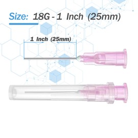 18G 1 Inch (25MM) Needle for Lab Measuring, Refilling Inks, Crafts, Scientific, Plant and Industrial, 100Pcs Individually Wrapped