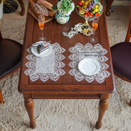 ARTABLE - Manteles individuales de encaje redondos de encaje para decoración del hogar, mesa de cena (12 x 18 pulgadas, juego de 2 piezas, color gris piedra)