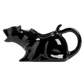 Puking Cat Gravy Boat, 8.5 Oz Ceramic Sauce Boat for Gravy, Warming Sauces, Salad Dressings, Milk, Novelty Cat Gift for Animal Lovers(Black)