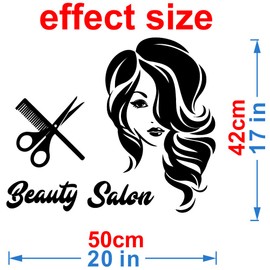 Girls Beauty Salon Wall Sticker Haircut Wall Decal with Scissors Comb Barbershop Wall Decal Beauty Room Decor Effect Size:20"x17"inch (Black-JWH334-Hair Salon)