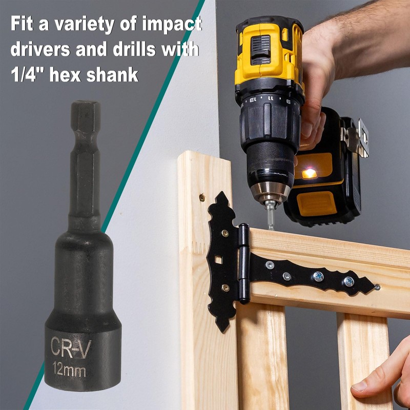 sourcing map 2Pcs 1/4" Hex Shank 12mm Magnetic Hex Socket