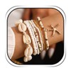 Evlry Boho Shell Starfish Charm Bracelet Set Beach Beads Bangle