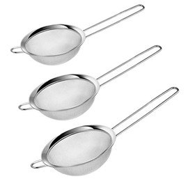 Mesh Strainer Small Sieve Tea Strainer Stainless Steel Sieves Strainers Fine Mesh Kitchen Sieve Set 7cm 8cm 10cm Flour Sifter Suitable Coffee Sugar Rice Powder Cooking Backing Oil Straining(3pcs)