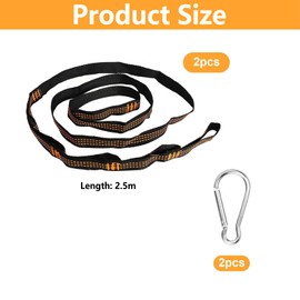 PONGH Hängematte Befestigungs, 2 m x 2,5 cm 2 Stück Aufhängung Gurt Kit mit 2 Schwerlast Karabiner, Stabhängematte Schaukel Befestigung für Hängematte,Hängematten Aufhängung Bis 300kg