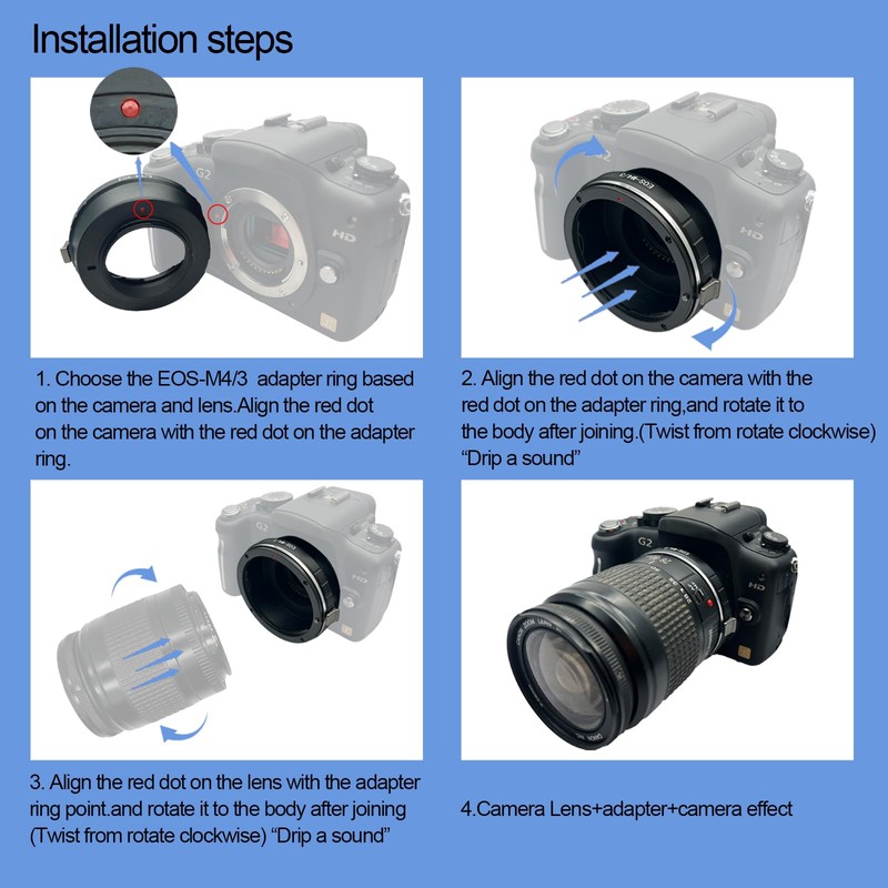 EOS-M4/3 Lens Adapter Compatible with EF, EF-S Lens to Micro