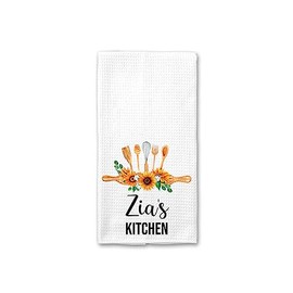 Zia's Kitchen Towel - Tea Towel Kitchen Decor Sunflower Watercolor - Zia's Birthday Gift - New Home Gift - Kitchen Soft and Absorbent Kitchen Tea Towel