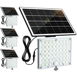 4Pack Solar Motion Lights Outdoor,3600LM Bright 184 LEDs Larger Solar Panel Security Lights 3600mAh Battery,3 Modes Flood Lights Outside 6500K IP65 Waterproof for Yard,Garage,Patio,16.4ft Cord