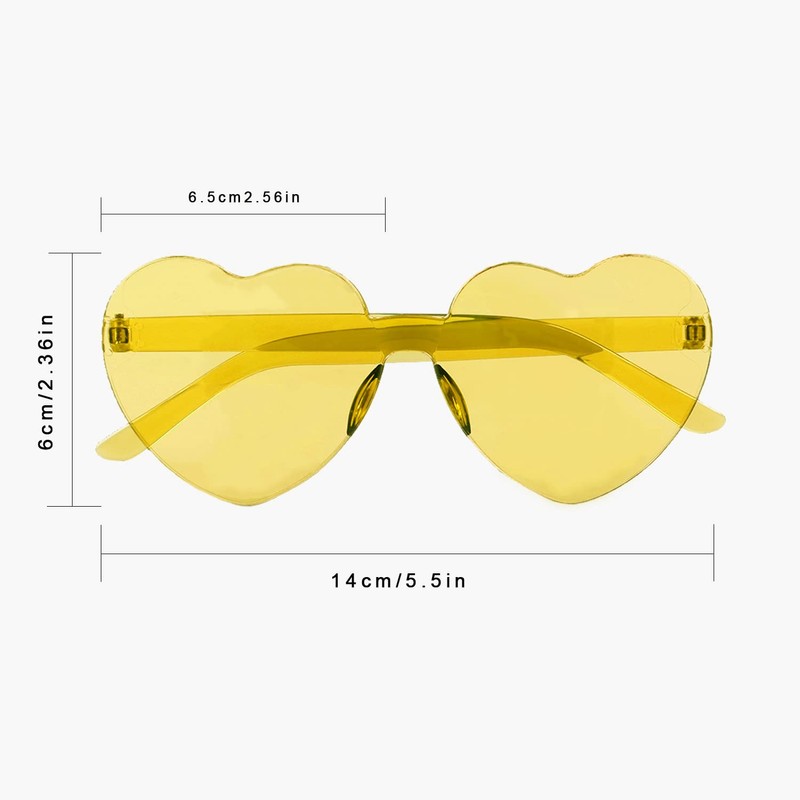 Lotsdonxia Love Heart Shape Sunglasses Stylish Rimless One-Piece Transparent Glasses