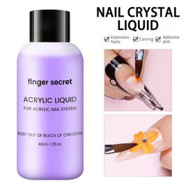 Acrylic Liquid 40ml Acrylic Liquid Monomer, for Acrylic Powder Application,Non-Yellowing Acrylic Nail Monomer Liquid for DIY Home & Nail Salon Use