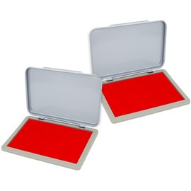 2 Pack Metal Case Stamp Pad Medium Size, Red Color - Size: 3" x 4" - Choose from 15 Ink Colors