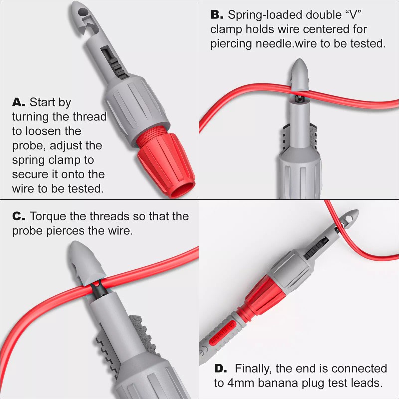 Peakelect 8PCS Heavy Duty Wire Piercing Probe Insulation Piercing Clip