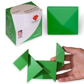 Pickagram Tangram 3D Magnetic Puzzle for Kids (8-12), Adults & Seniors | STEM Certified Fidget Puzzle - Magnetic Pattern Blocks for Cognitive Development, Creativity & Focus - Green