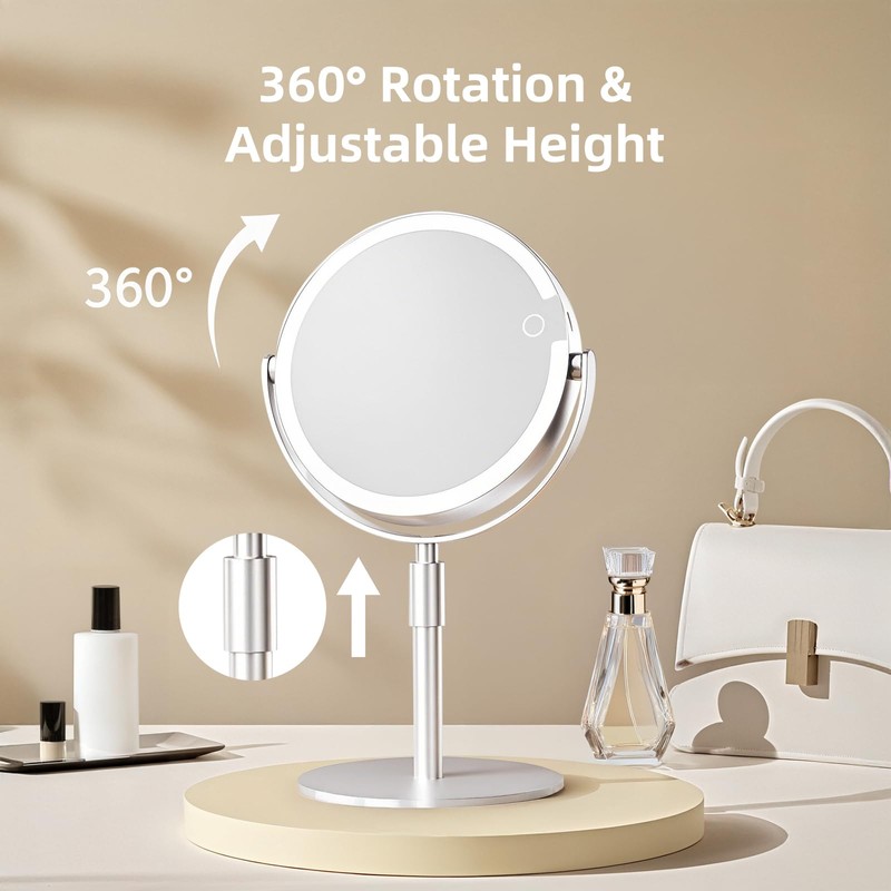 FRANO Makeup Mirror with Magnification (1X/10X), 8" Round Magnifying Vanity
