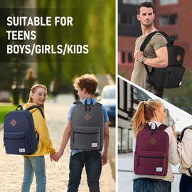 Chase Chic School Backpack, Casual Backpack Wine Red Unisex Classic Lightweight Water Resistant Rucksack Travel Backpack Fits 15.6 Inch Laptop