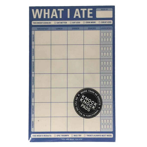 Knock Knock What I Ate Notepad Food And Liquid Drink Tracker (Blue)