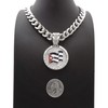 NYFASHION101 Flag Medallion Pendant with 11mm Cuban Chain Necklace, Cuba,