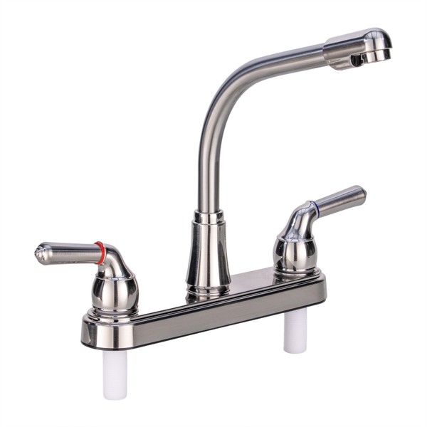 RecPro RV Kitchen Faucet | 8" Tall Spout | Brushed Nickel | Replacement Faucet | Camper Faucet