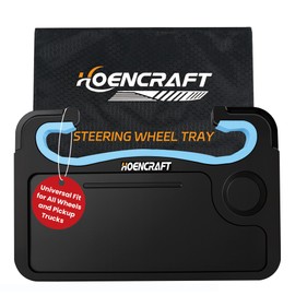 HOENCRAFT 2 in 1 Car Steering Wheel Desk - Tray for Laptop Car Mount with Pen Holder, Car Food Tray with Anti-Slip Silicone Ring for Eating & Work - Portable Bag Included