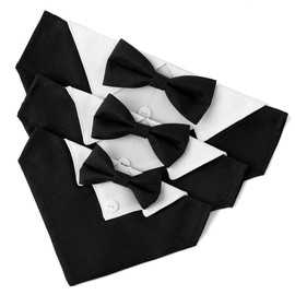 Bnibol Tuxedo Dog Collar for Wedding Engagement and Birthday, Formal Dog Bandana Collar Costume with Bow Tie and Adjustable Buckle,Suitable for Small Medium Large Dog. (Black, M)