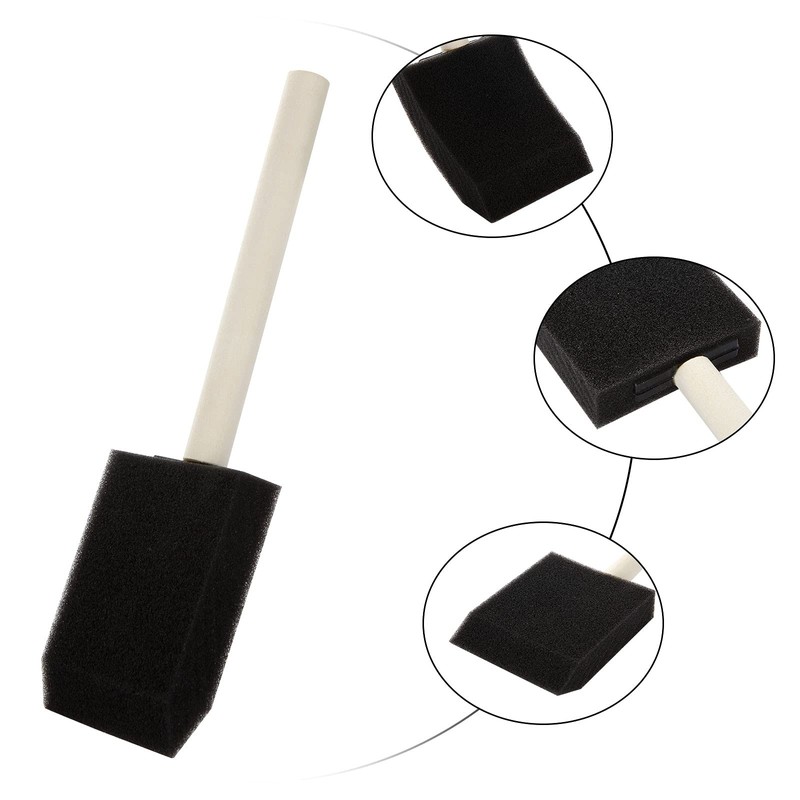100 Pack 2 inch Foam Brush Sponge Wood Handle Paint