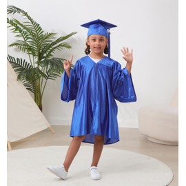 Grad HAGO Preschool & Kindergarten Graduation Cap and Gown, with Tassel 2024 Charm Sets, Royal Blue, 33
