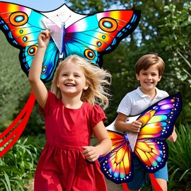 2 Pack Colorful Butterfly Kites for Kids & Adults - Easy to Fly, Vibrant Designs, Durable Outdoor Kites for Beach, Park, Family Fun - Great Gift for Boys, Girls, Birthday & Summer Activities