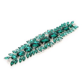 Rhinestone Applique Wedding Iron-On Rhinestone Applique Sew-On Bridal Belt Applique, Crystal Rhinestone Chain Strap for DIY Wedding Dresses Bags Shoes (Emerald Green)
