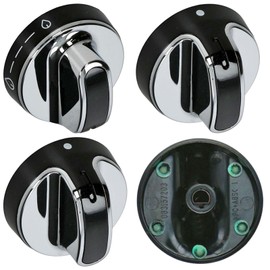 spares2go Plate Burner Gas Switch Knob for Ovens/New World Oven Cooker (Black/Silver, Pack of 4)