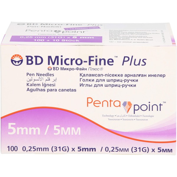 BD MICRO-FINE+ 5 Pen-Nadeln 0,25x5 mm 31G, 100 St KAN