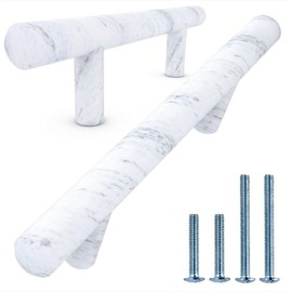 ALPINE HARDWARE American Owned Solid Stainless Steel Euro Bar Cabinet Handle Drawer Pull (1/2-inch Diameter) 6.13-inch Length (3.75-inch Hole Center) Marble Finish 5-Pack