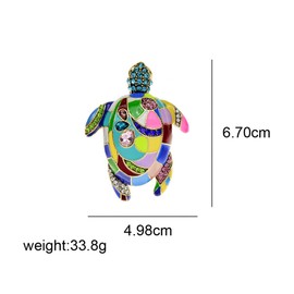 Colorful Sea Turtle Brooches For Women Men Fashion Rhinestone Animal Enamel Brooch Pin Jewelry Gift Accessories for Backpacks Set Badges Clothing Bags Jackets