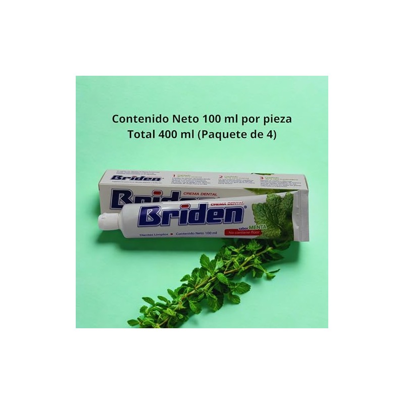 CREMA DENTAL SIN FLÚOR BRIDEN PAQ.3 PIEZAS DE 100 ML