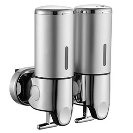 tropical Soap Dispenser, Wall Mounted, Shampoo, Body Soap, Bathroom, Shower Dispenser, Silver, 33.8 fl oz (1000 ml), 2 Rows (Silver)