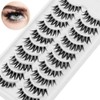 10 Pairs Cat Eye Lashes Clear Band Fluffy Natural False