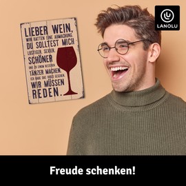 LANOLU Fridge Magnets Funny "Lieber Wein" with Sayings and Funny Motifs 8 x 5.5 cm