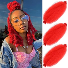 Hbegant Afro Twist Hair 18" 3 Paquetes, Cabello Afro Twist Elástico Pre-Esponjado, Cabello Spring Twist Pre-Separado, Envoltura De Cabello Para Extensiones De Cabello Soft Locs(18"(Paquete De 3)) Rojo