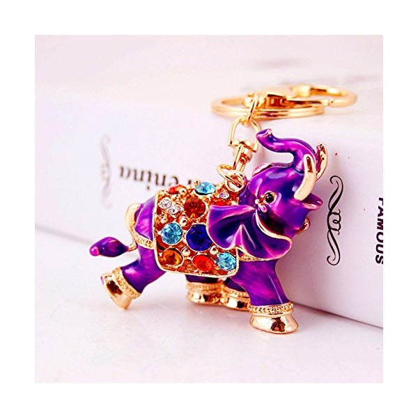 3D Luxury Elephant Keychain Sparkling Keyring Crystal Rhinestones Purse Pendant