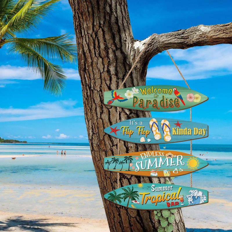 CHDITB Surfboard Wall Hanging Sign,Summer Beach Wood Sign,Summer Party Sign,Wooden