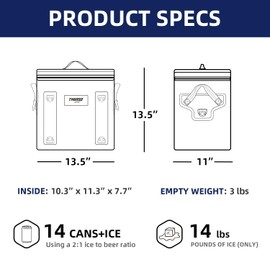 THURSO SURF Soft Cooler 24 Can Portable Ice Cooler Bag — 48 hr Insulation Leakproof & Airtight Waterproof Zipper Floating Beach Cooler for Travel Camping Kayak Paddleboard (Grey)