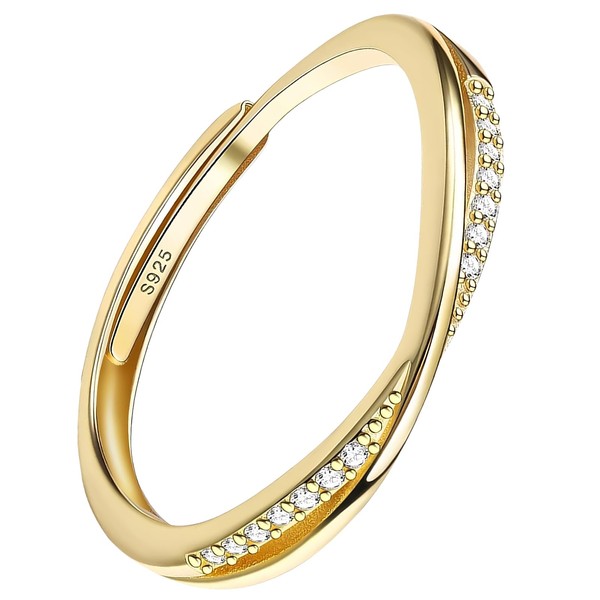 Gold Rings for Women Adjustable Sterling Gold Plated Bands with