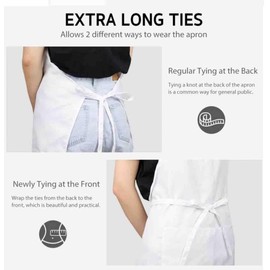 4sold (2 Pack 100% Cotton Unisex Adjustable Bib Apron Thick Cooking Kitchen Chef Women Men Aprons for Home Kitchen, Restaurant, Coffee house