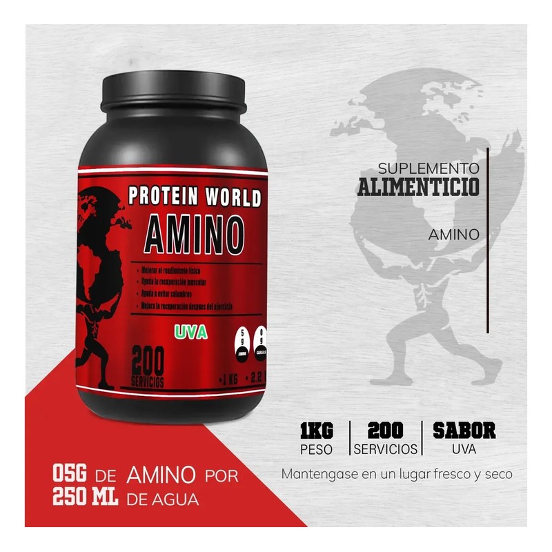 Aminoácidos Bcaas En Polvo Protein World 1kg Varios Sabores