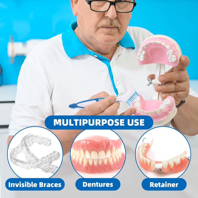 Denture Cleaner Box and Brush Set - 2 Pack Denture