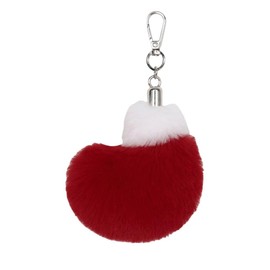 Moyubath Faux Fur Sock Keychain Plush Keychain Christmas Booties OrnamentsKey Charms for Women Purse Handbag Backpack (Red-White)