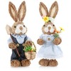 com-four® 2 x Handmade Straw Easter Bunny - Decorative Easter