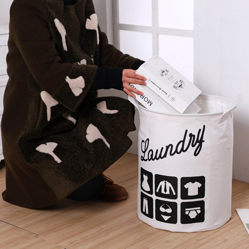 Foldable Fabric Laundry Basket Cotton Laundry Large Bag Collapsible Storage