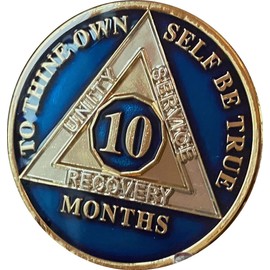 Ranger Industries 10 Month AA Medallion Metallic Midnight Blue Tri-plate Sobriety Chip